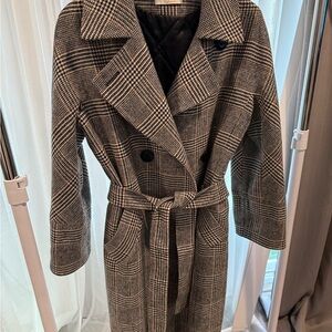 Women's Black and White winter wool  Coat